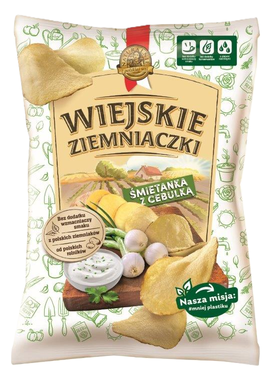 Картофельные чипсы Wiejskie Ziemniaczki со вкусом сметаны и лука 130 г-12-mywatershop.com.ua