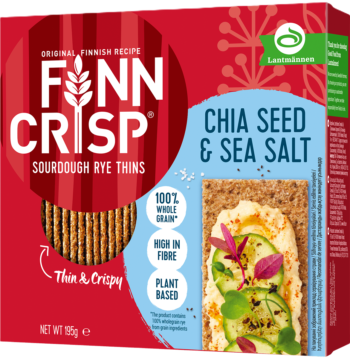 Сухарики Finn Crisp Multigrain запечённые с чиа и морской солью 195 г-1-mywatershop.com.ua