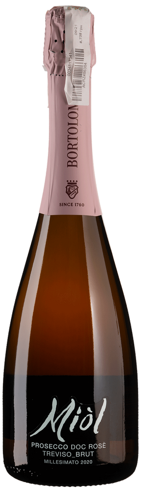 Вино Bortolomiol Miol Ros&eacute; Prosecco DOC Treviso Brut Millesimato виноградное натуральное игристое брют розовое 0,75 л-6-mywatershop.com.ua