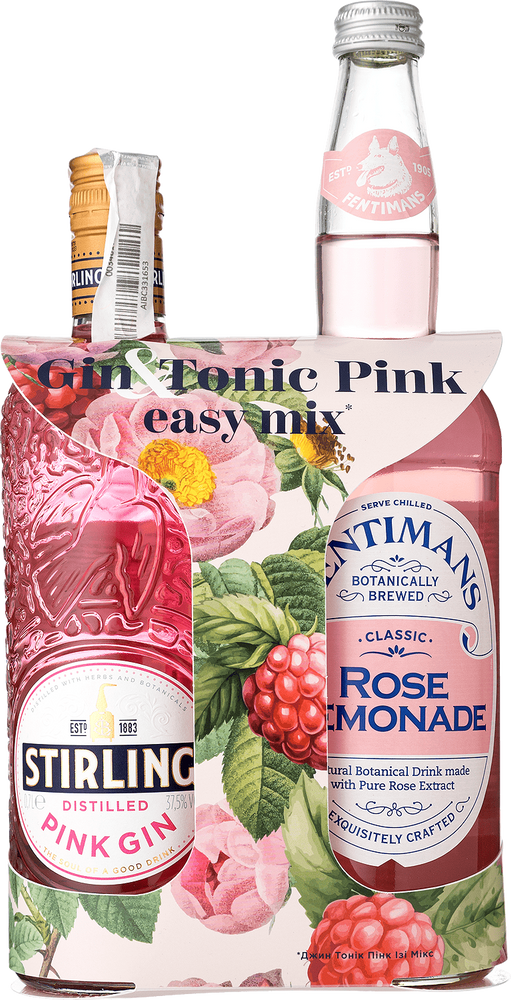 Набор джин Stirling Pink Gin 0,7 л + напиток Fentimans Розе безалкогольный сильногазированный 0,75 л-23-mywatershop.com.ua