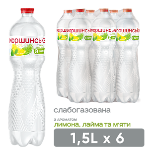 Моршинская с ароматом Лимон-Лайм-Мята 1,5 л слабогазированный напиток — фото 1