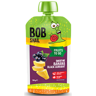 Пюре фруктово-ягідне «Смузі Банан-Чорна Смородина» Bов Snail пастеризоване 120 г-2-mywatershop.com.ua