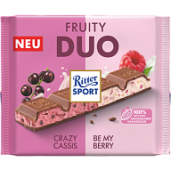 Шоколад Ritter Sport Duett молочный с йогуртом, чёрной смородиной, малиной и рисовыми хлопьями 218 г-3-mywatershop.com.ua