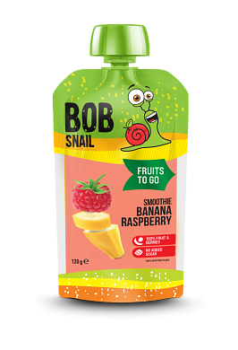 Пюре фруктово-ягодное «Смузи Банан-Малина» Bов Snail пастеризованное 120 г — фото 1