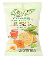 Льодяники Le Specialitа Bio з лимоном, медом і маточним молочком 80 г-1-mywatershop.com.ua