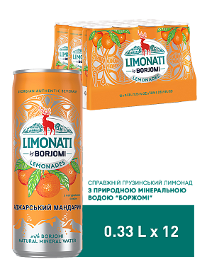 Лимонад Borjomi Limonati Аджарский мандарин 0,33 л сильногазированный напиток — фото 1