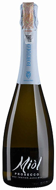 Вино Bortolomiol Miol Prosecco Treviso виноградное натуральное игристое экстра‑сухое белое 0,75 л — фото 1