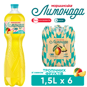 Моршинська Лимонада зі смаком тропічних фруктів 1,5 л соковмісний середньогазований напій Xmas limited edition — фото 1