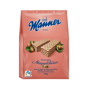 Вафли Manner Hazelnut Cream Filled с ореховым кремом 400 г — фото 1