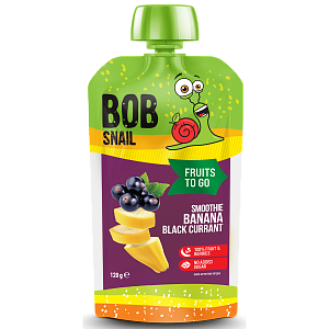 Пюре фруктово-ягодное «Смузи Банан-Черная Смородина» Bов Snail пастеризованное 120 г — фото 1