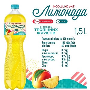 Моршинская Лимонада со вкусом тропических фруктов 1,5 л сокосодержащий среднегазированный напиток — фото 2