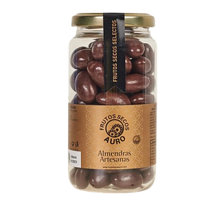 Смажений очищений мигдаль Frutos Secos Auro у чорному шоколаді 230 г — фото 1