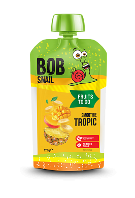 Пюре фруктовое «Смузи Тропик» (банан-ананас-манго) Bов Snail пастеризованное 120 г — фото 1