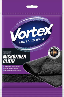 Салфетка для уборки из микрофибры Vortex Semi-Towel Black 30*50 см 1 шт — фото 1