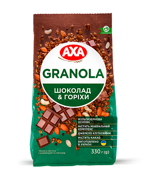 Гранола АХА хрустящая с шоколадом и орехами 330 г — фото 1
