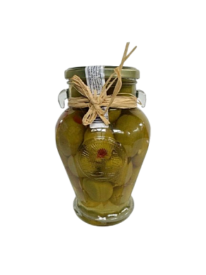 Оливки Torremar Gordal фаршированные натуральным перцем без косточки 580 г — фото 1