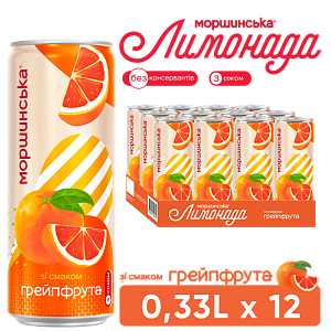 Моршинская Лимонада со вкусом грейпфрута 0,33 л сокосодержащий среднегазированный напиток — фото 1