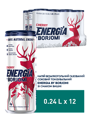 Energia by Borjomi зі смаком Вишні 0,24 л енергетичний сильногазований напій — фото 1