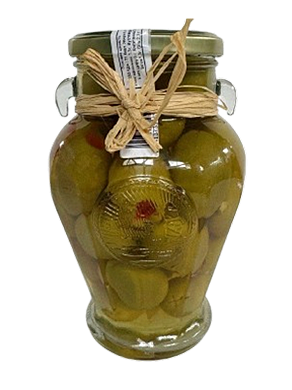 Оливки Torremar Gordal фаршировані натуральним перцем без кісточки 580 г — фото 1