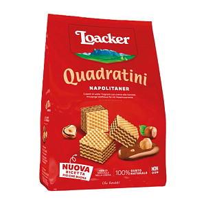 Вафлі Loacker Quadratini Napolitaner з горіховою начинкою 125 г — фото 1