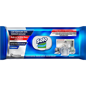 Салфетки влажные Solo AquaBlock для стекла и зеркал 30 шт — фото 1