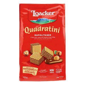 Вафлі Loacker Quadratini Napolitaner з горіховою начинкою 125 г — фото 2