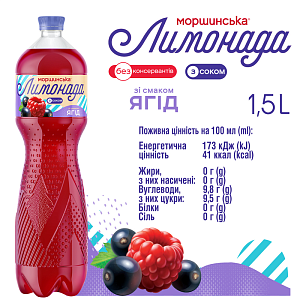 Моршинская Лимонада со вкусом ягод 1,5 л сокосодержащий среднегазированный напиток Xmas limited edition — фото 2