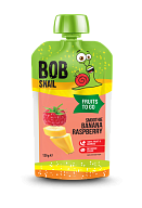 Пюре фруктово-ягідне «Смузі Банан-Малина» Bов Snail пастеризоване 120 г-1-mywatershop.com.ua