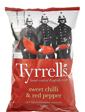 Чипси картопляні Tyrrell's із солодким чилі та червоним перцем 150 г — фото 1