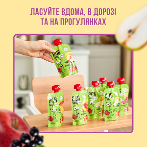 Пюре фруктово-ягодное "Яблоко-Груша-Черная смородина" Bоb Snail для детей от 6 месяцев 90 г — фото 3