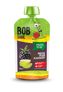Пюре фруктово-ягідне "Смузі Груша-Лісова Ожина" Bоb Snail пастеризоване 120 г — фото 1