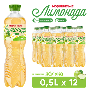 Моршинська Лимонада зі смаком яблука 0,5 л соковмісний середньогазований напій — фото 1