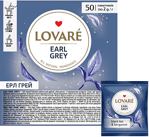 Чай Lovare "Earl grey" (50 пак) в My Water Shop — фото 1