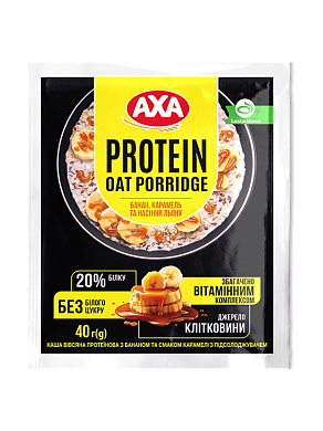 Каша АХА протеїнова з бананом та смаком карамелі з підсолоджувачем 40 г х 20 шт — фото 1