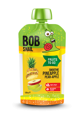 Пюре фруктовое "Смузи Ананас-Груша-Яблоко" Bоb Snail пастеризованное 120 г — фото 1