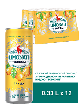 Лимонад Borjomi Limonati Груша 0,33 л сильногазований напій — фото 1