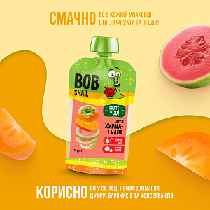 Пюре фруктове "Смузі Хурма-Гуавa" Bоb Snail пастеризоване 120г — фото 2