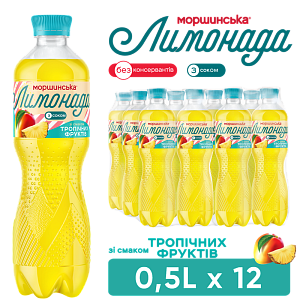 Моршинская Лимонада со вкусом тропических фруктов 0,5 л сокосодержащий среднегазированный напиток — фото 1