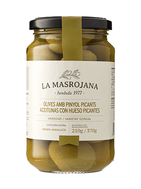 Оливки La Masrojana з кісточкою Гордаль гострі 370 г — фото 1