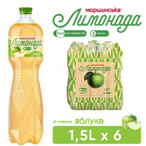 Моршинська Лимонада зі смаком яблука 1,5 л соковмісний середньогазований напій Xmas limited edition — фото 1