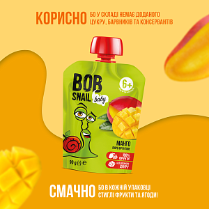 Пюре фруктове "Манго" Bоb Snail для дітей від 6 місяців 90 г — фото 2